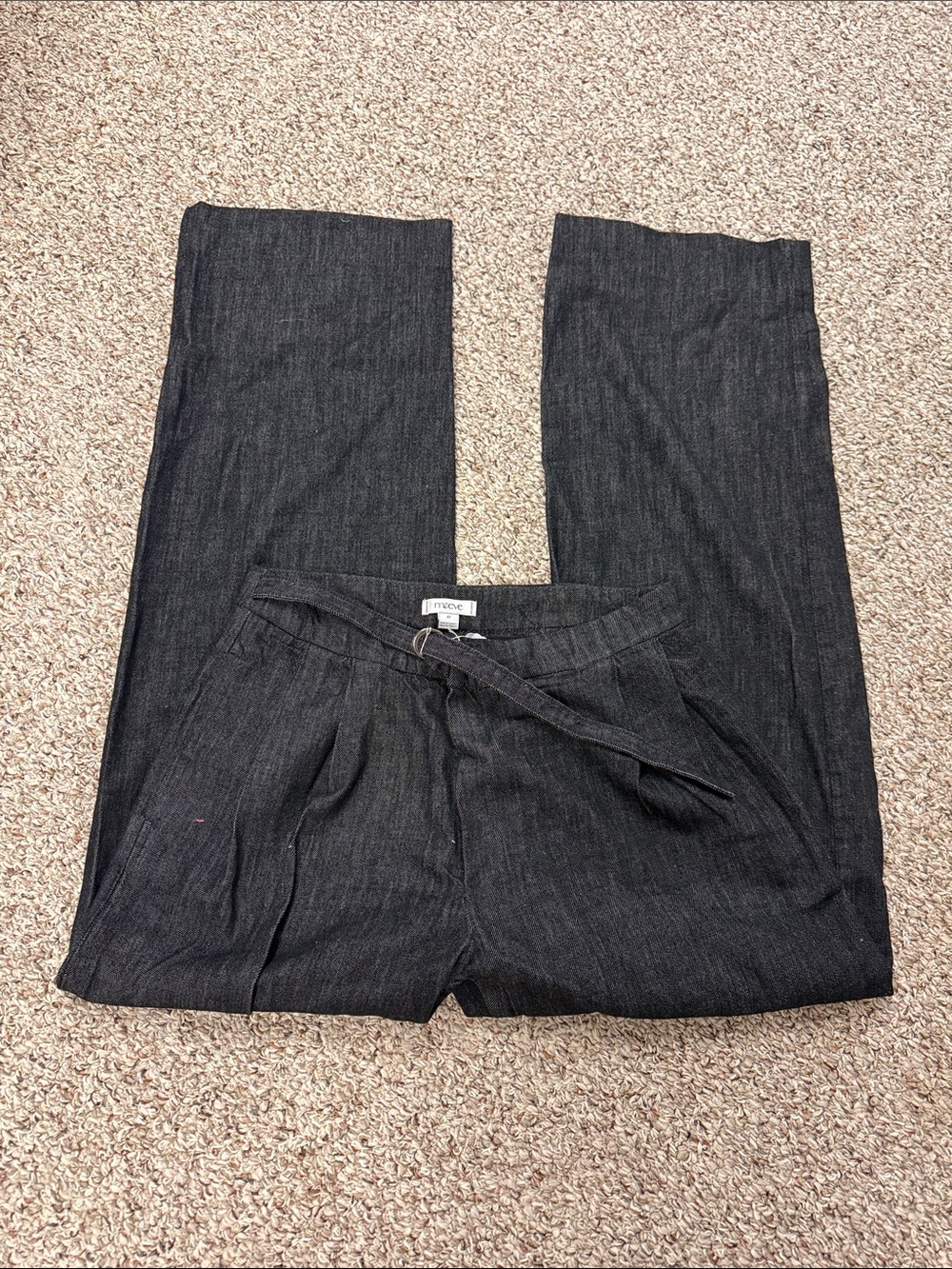 Maeve Dark Gray Pleated Dress Pants with Tie Waist